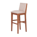Juego de comedor Siena deurope.com.mx con bancos de madera almendra y tapiz de cuero en beige, diseño moderno y elegante.