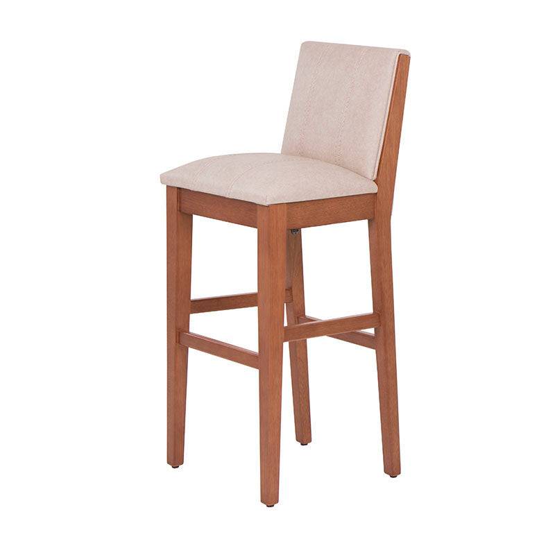 Banco Siena deurope.com.mx, banco para barra con estructura de madera en beige, tapizado de cuero y dimensiones de 42x101x37 cm.