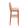 Juego de comedor Siena deurope.com.mx con bancos de madera en beige y tapiz de cuero, frente de 42 cm, altura 101 cm.