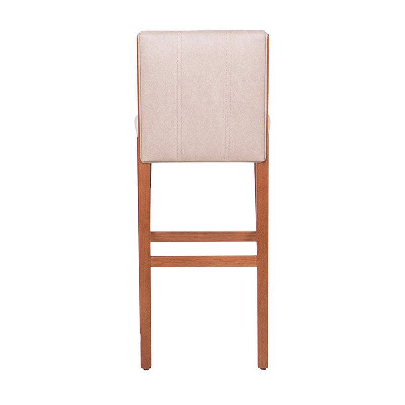 Banco Siena para barra de madera con tapiz leather touch en color beige, deoupe.com.mx, con estructura de encino y okumé.