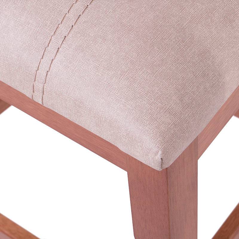 Banco Siena para barra de madera en tono almendra beige con tapiz de cuero, de deurope.com.mx, 42 cm de alto.