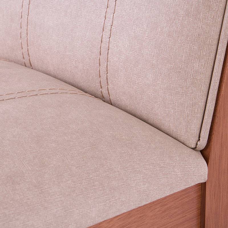 Banco Siena para barra en madera de encino y okumé con tapiz de cuero, en color beige, de deurope.com.mx, 42 cm de altura.