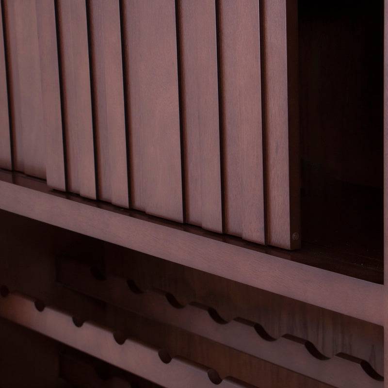 Contrabarra Quebec de madera de banak, encino y okumé, con 120 cm de largo, 200 cm de alto y 35 cm de fondo.