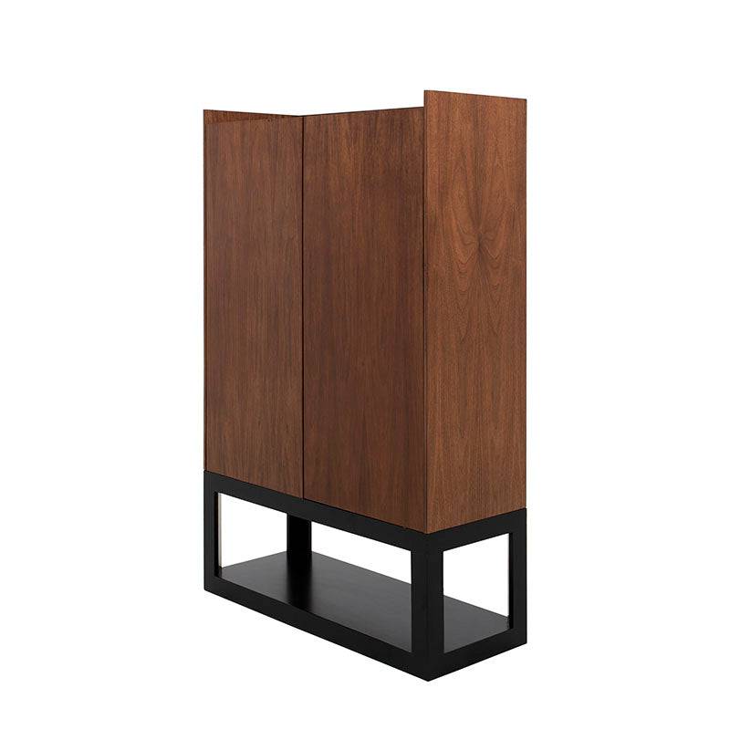 Mueble para bar Berne Made de madera de nogal con acabado moka, frente de 100 cm, alto 160 cm y fondo 40 cm, elegante y funcional.