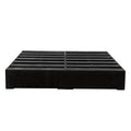 Base de cama Lazy de madera de pino y tapiz de tela en color negro, con dimensiones de 190 cm de largo y 30 cm de alto.