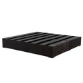 Base de cama Lazy de madera de pino y tapiz de tela negra, con dimensiones de 190 cm de largo y 30 cm de alto.