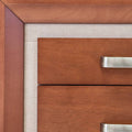 Buro Siena de madera en color café almendra con franja leather touch, 70x70x45 cm, de estilo moderno y elegante.