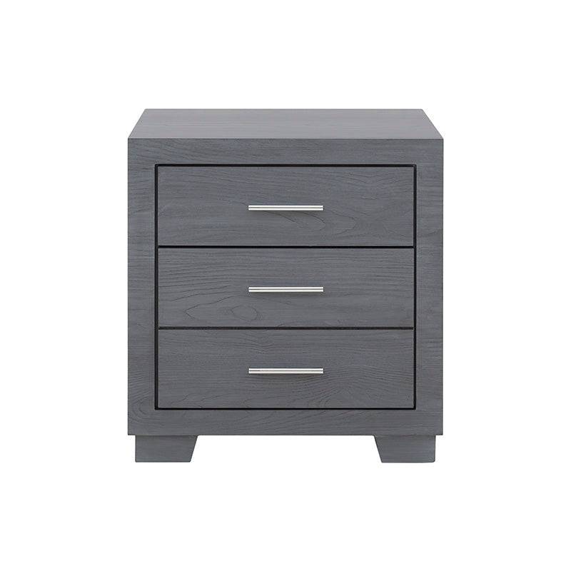 Buró Durham de Deuropé en madera de pino gris claro con diseño industrial y grabado, dimensiones 60x41x65 cm.