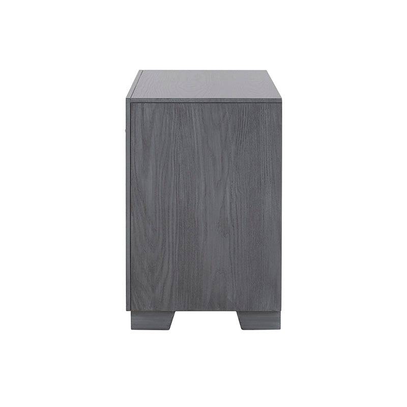 Buró Durham de madera de pino gris claro, con diseño industrial, frente grabada, dimensiones 60x65x41 cm, deurope.com.mx