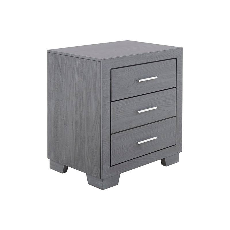 Buró Durham de color gris claro, de madera de pino y industrializada, con superficie grabada y dimensiones 60x65x41 cm