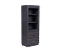 Buró Olcen de estilo industrial en madera gris, con superficie de 60 cm de ancho, 40 cm de fondo y 157 cm de alto, deurope.com.mx