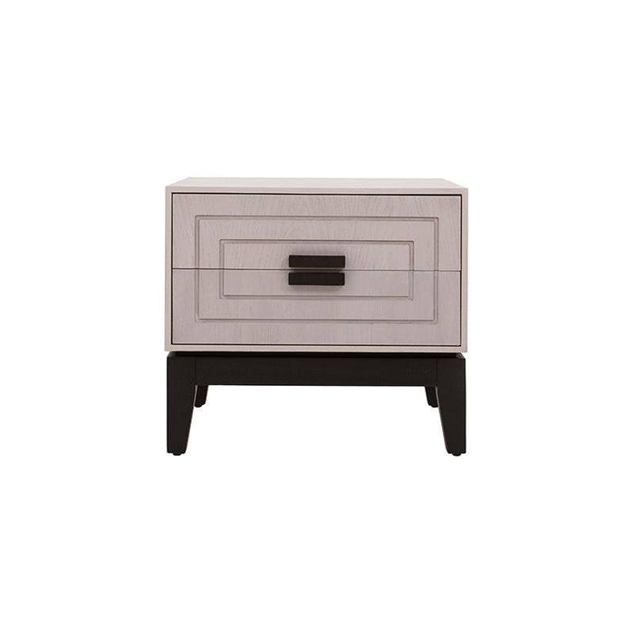 Buró Infinity de estilo industrial en madera de pino y chapa de encino, color gris, con dimensiones de 60x55x40 cm.