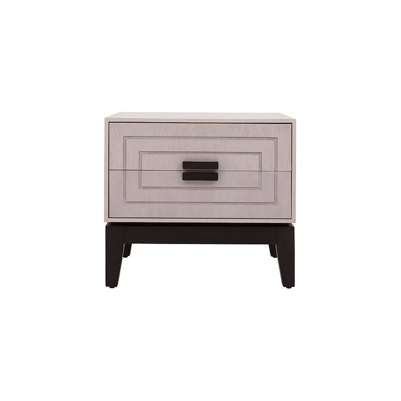 Buró Infinity de estilo industrial en madera de pino y chapa de encino, color gris, con dimensiones de 60x55x40 cm.