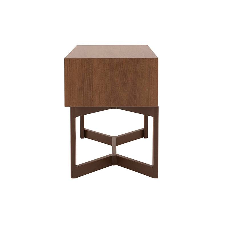 Buró Carolina de madera Nogal industrializada, frente de 60 cm, alto 50 cm y fondo 37 cm, estilo moderno y funcional.