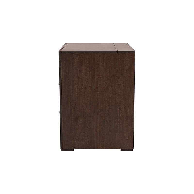 Buró Boston de madera oscura, estilo industrial, con superficie de 60 cm de ancho, 70 cm de alto y 46 cm de fondo, de deurope.com.mx