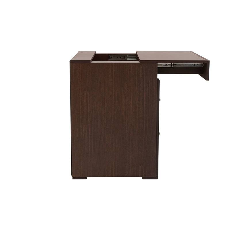 Buró Boston de madera oscura, estilo industrial, con superficie de 60 cm de ancho, 70 cm de alto y 46 cm de fondo, deurope.com.mx