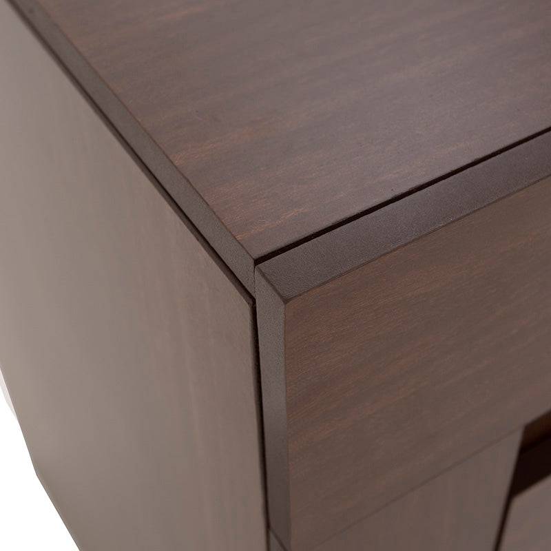 Buro Boston de madera oscura en estilo industrial con frente y dimensiones de 60x70x46 cm, diseñado por deurope.com.mx