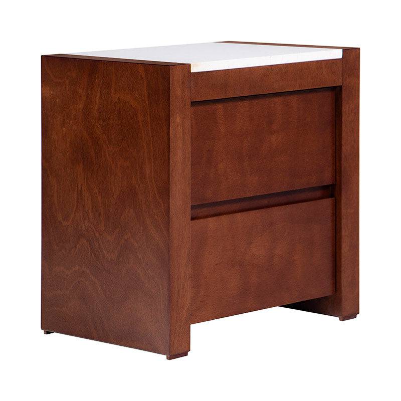 Buró Mond de Deurope con chapa de caoba, placa de mármol belagio, tamaño 60x60x40 cm, diseño elegante y moderno.