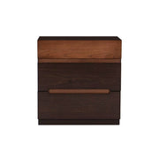Buro Basil de madera de fresno en color tabaco y nuez, con diseño moderno y superficie lisa, de 60x60x40 cm.