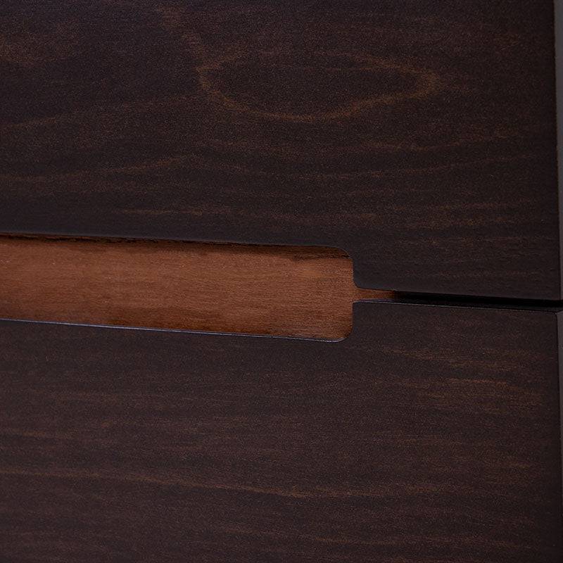 Buró Basil de madera con acabado en tono tabaco y nuez, frente de 60 cm, altura de 60 cm, fondo de 40 cm, estilo moderno.