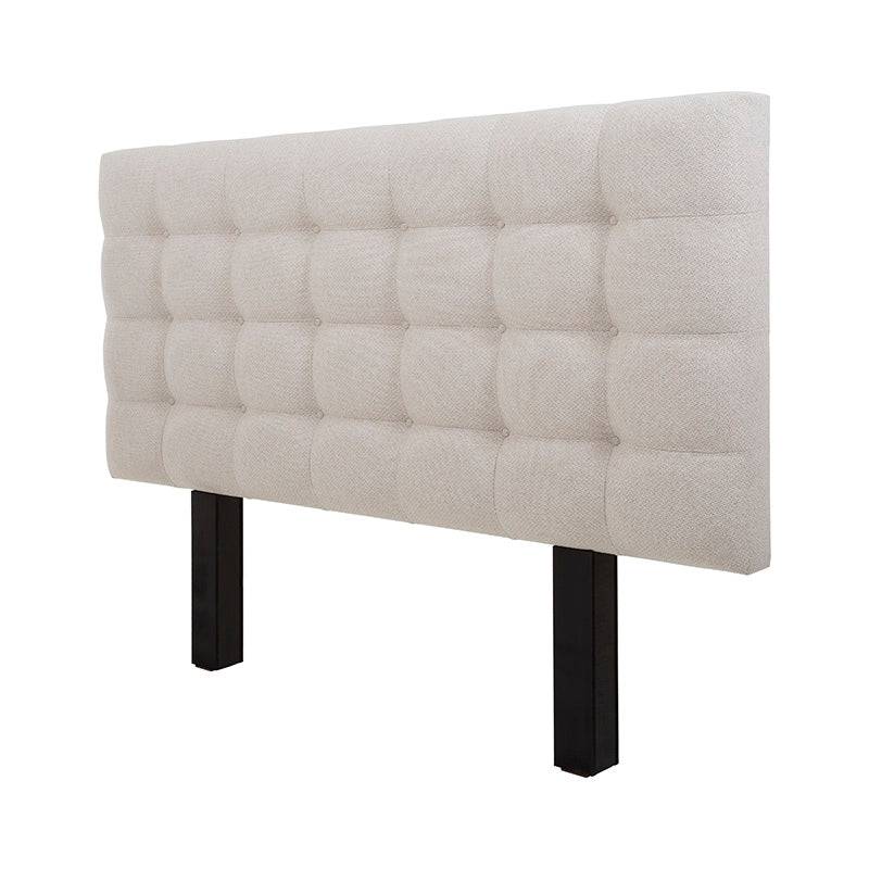 Cabecera Kenia beige de tapiz en tela, con diseño plano, medidas 210x150 cm, para cama grande, estilo moderno y elegante