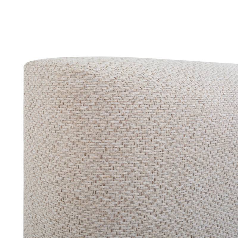 Cabecera Kenia de tapiz beige, con diseño en tela tejida, para cama de 210 cm de ancho y 150 cm de alto.