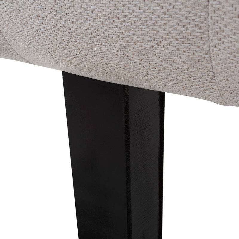 Cabecera Kenia de tapiz beige en tela, con diseño tapizado plano, mide 210 cm de ancho y 150 cm de alto, para cama.
