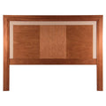Cabecera de recámara Siena deurope.com.mx en madera de Banak y encino, color café almendra, con franja leather touch, 210x160x10 cm