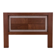 Cabecera México de madera de chapa de okume en color mandarino, de 210 cm de ancho, 150 cm de alto y 10 cm de fondo.