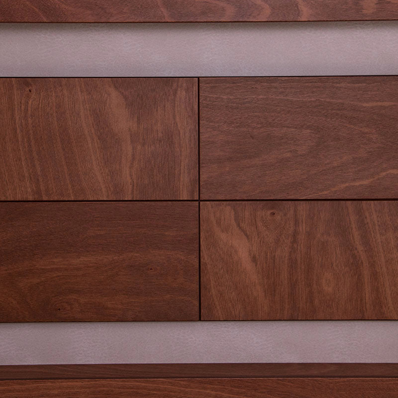 Cabecera México de madera de chapa de okumé en color mandarín, con dimensiones de 210 cm de ancho, 150 cm de alto y 10 cm de fondo