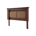 Cabecera Perth de madera industrializada con chapa de okume, en tonos tabaco y diseño moderno, mide 211 cm de ancho.