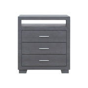 Cajonera Durham de madera de pino gris claro con 3 cajones en frente, deupe.com.mx, dimensiones 76x86x41 cm, acabado grabado