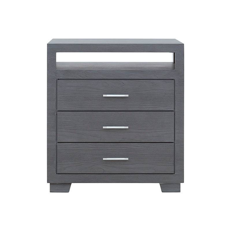 Cajonera Durham de Deurope en color gris claro, con madera de pino y diseño industrial, con seis cajones y dimensiones 76x86x41 cm.