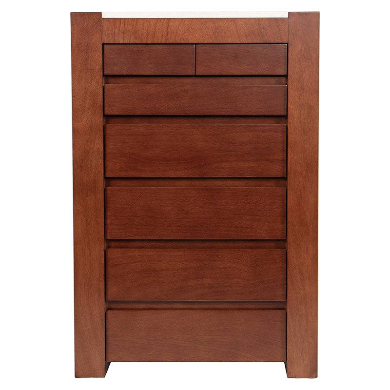 Cajonera Mond de Deurope con acabado en chapa de caoba, mármol y diseño moderno, medidas 80x120x40 cm.