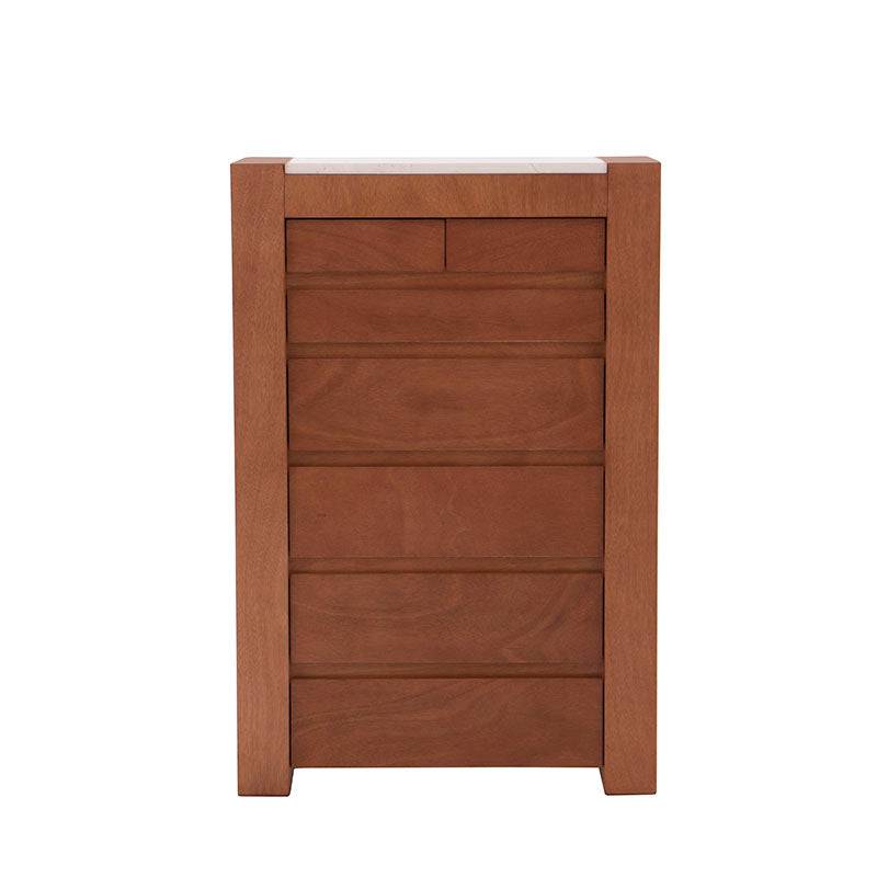 Cajonera Mond de Deurope en madera de caoba con acabado tabaco, 80x120x40 cm, con frentes de mármol y diseño elegante