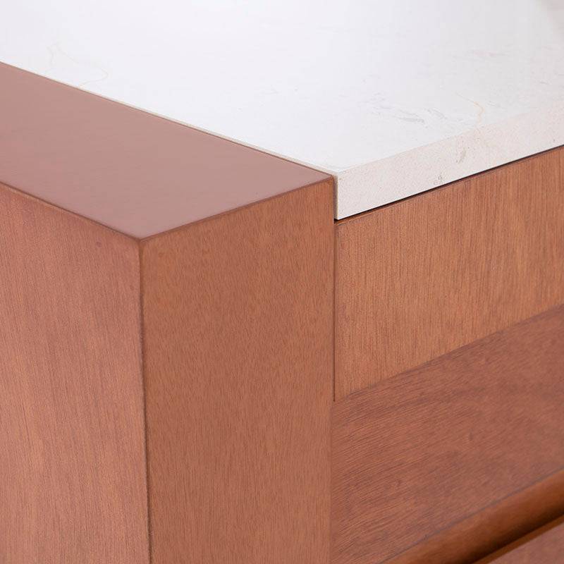Cajonera Mond de Deurope con acabado en chapa de caoba, mármol y diseño elegante, medidas 80x120x40 cm.