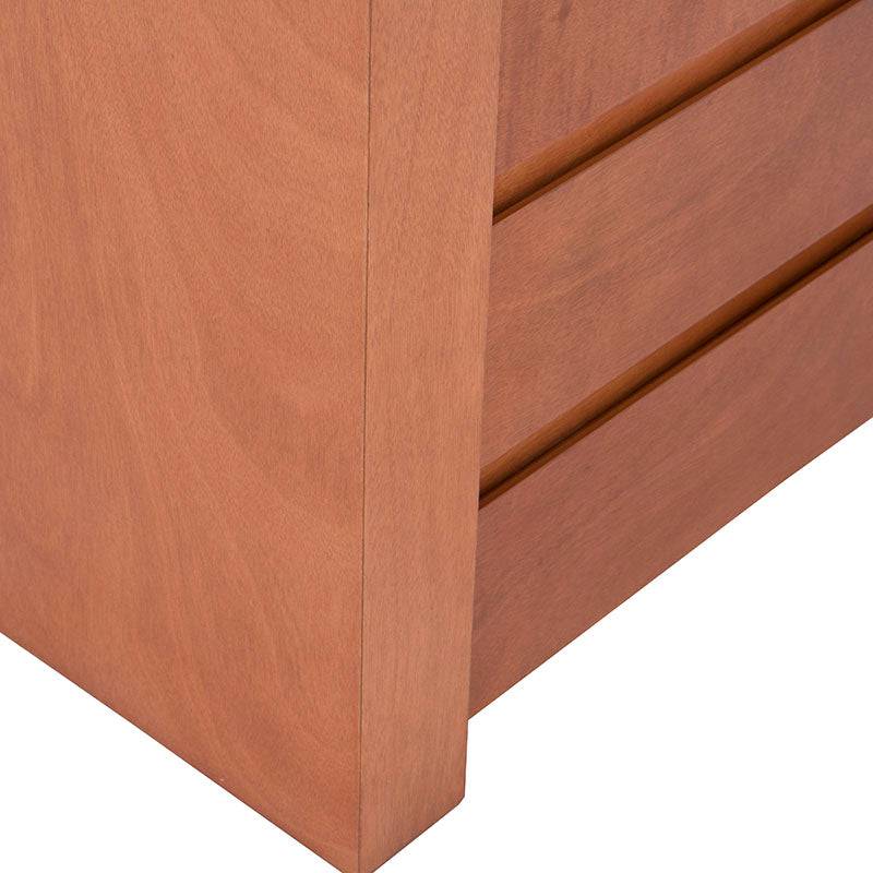 Cajonera Mond de Color Tabaco con chapa de caoba y placa de mármol, 80 cm de ancho, 120 cm de alto, 40 cm de fondo.