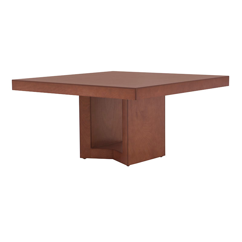 Mesa de comedor Quebec de madera de nogal y chapa de encino y okume, color café, tamaño 210x78x110 cm, deurope.com.mx