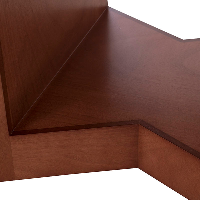 Mesa de comedor Quebec de madera de nogal y chapa de encino y okume, con acabado en color café, frente a 210 cm.