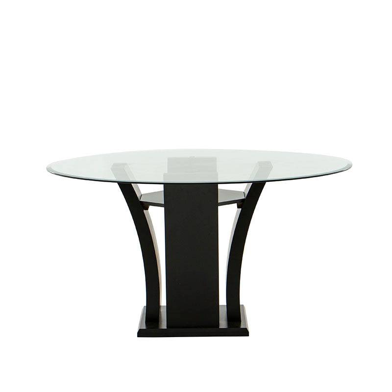 Mesa de comedor Tulip de color wengue, con diseño moderno y elegante, ideal para espacios de comedor contemporáneos.