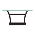 Juego de comedor Tulip de 6 piezas con mesa de cristal y sillas de madera en tono nogal, elegante y moderno, para comedor amplio.