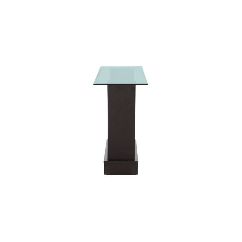 Consola Tulip de madera Nogal con cubierta de cristal, 160 cm de largo, para comedor, diseñada por deurope.com.mx