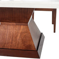 Juego de comedor Quetzal de 9 piezas con mesa de madera con acabado en tabaco y chapa de caoba, cubierta de mármol, en un estilo elegante