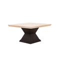 Juego de comedor Quetzal de 9 piezas de madera con tapa de caoba y mármol, mesa de 140 cm de largo y 78 cm de alto.