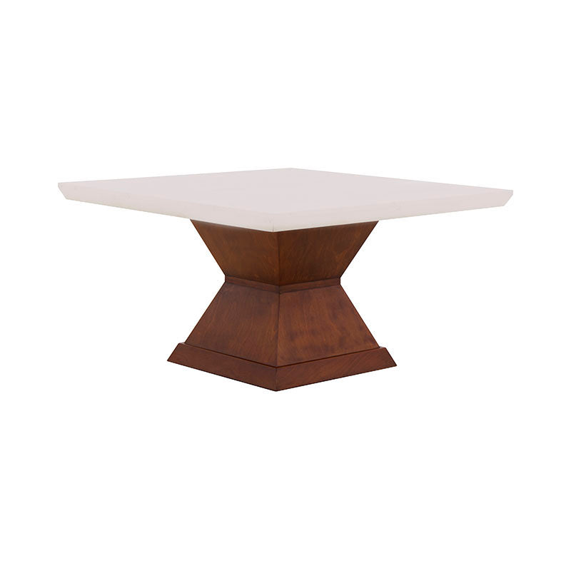 Mesa de comedor Mond de Deurope con tapa de caoba y mármol, tamaño 140x78x140 cm, estilo elegante y moderno.