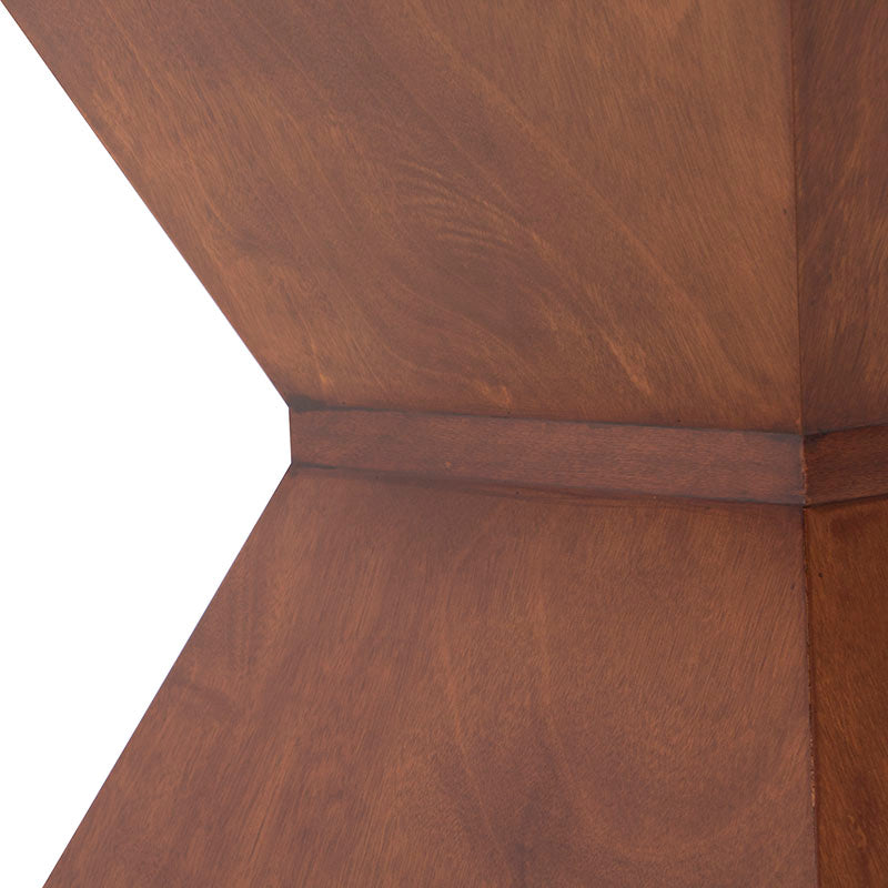Mesa de comedor Mond de Deurope con tapa de mármol, estructura en caoba y acabado en color tabaco, 140x78x140 cm.