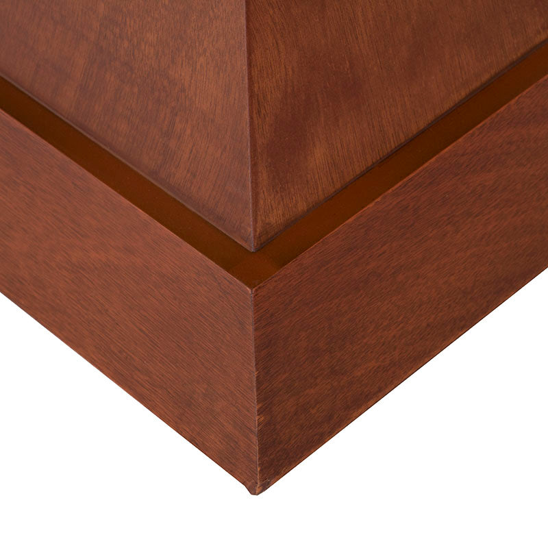 Mesa de comedor Mond de Deurope con tapa de caoba, mármol y diseño en tono tabaco, 140x78x140 cm.