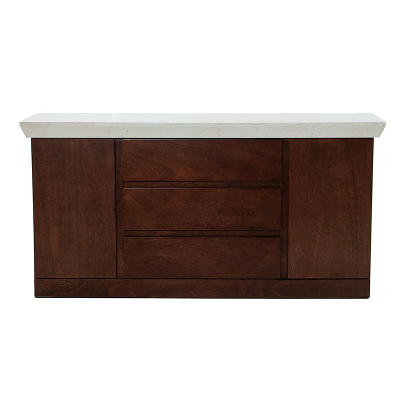 Buffet de comedor Mond de Deurope.com.mx en chapa de caoba, cubierta de mármol belagio, 160x85x40 cm, estilo elegante.
