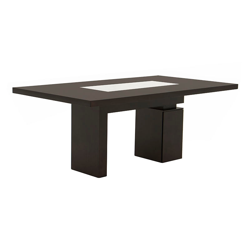 Mesa de comedor Tamayo deurope.com.mx con estructura de chapa de caoba y placa de mármol, tamaño 200x80x110 cm.