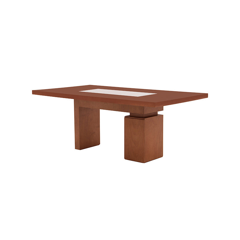 Mesa de comedor Tamayo de Deurope con chapa de caoba y placa de mármol, tamaño 200x80x110 cm, estilo elegante y moderno.